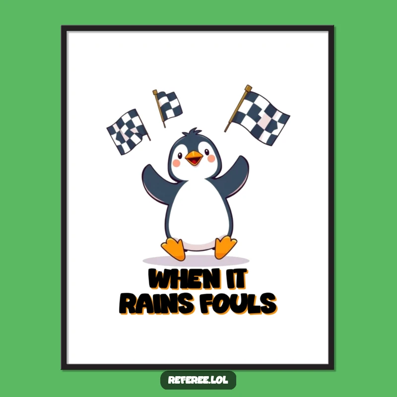 Funny Penguin Penalty Poster - Whimsical Wall Art Gift for Laugh Lovers