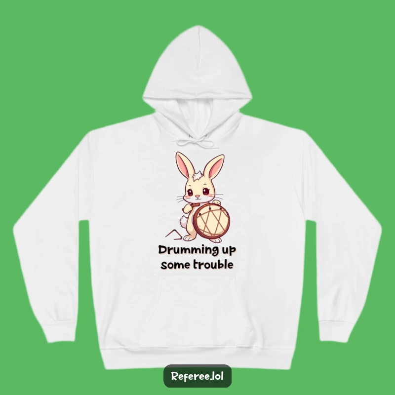 Cozy Funny Drummer Bunny Hoodie: Stay Warm While Feeling the Beat
