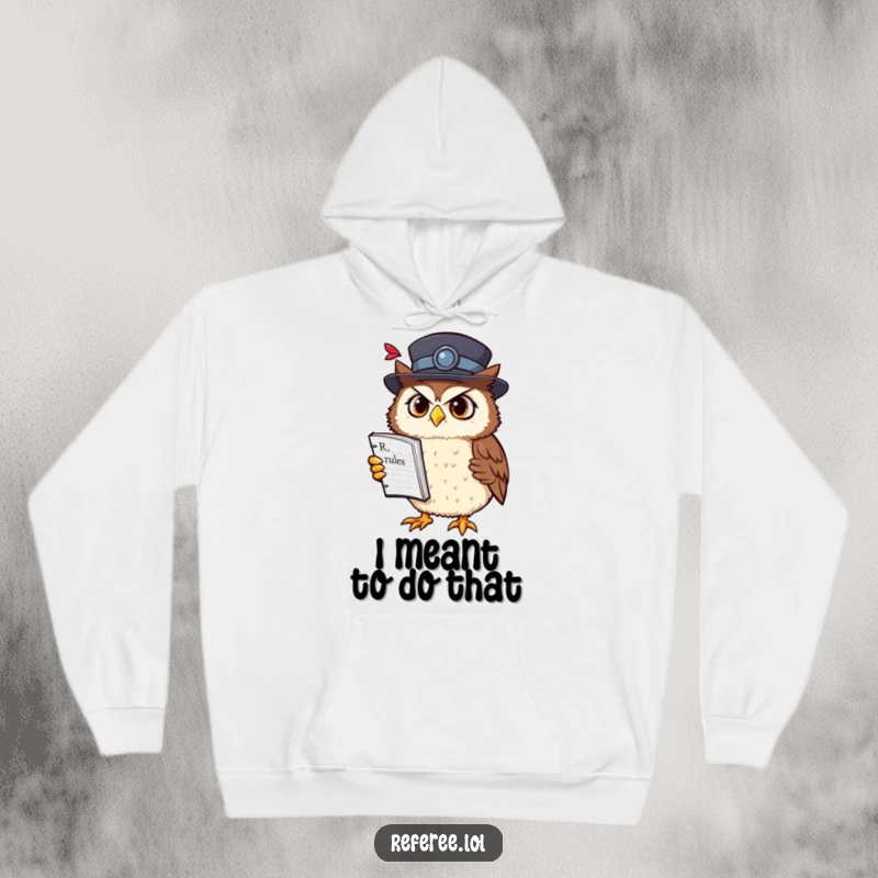 Funny owl academic hoodie featuring a confused owl in a fancy hat holding a rulebook upside down, ideal for cozy intellectual vibes.