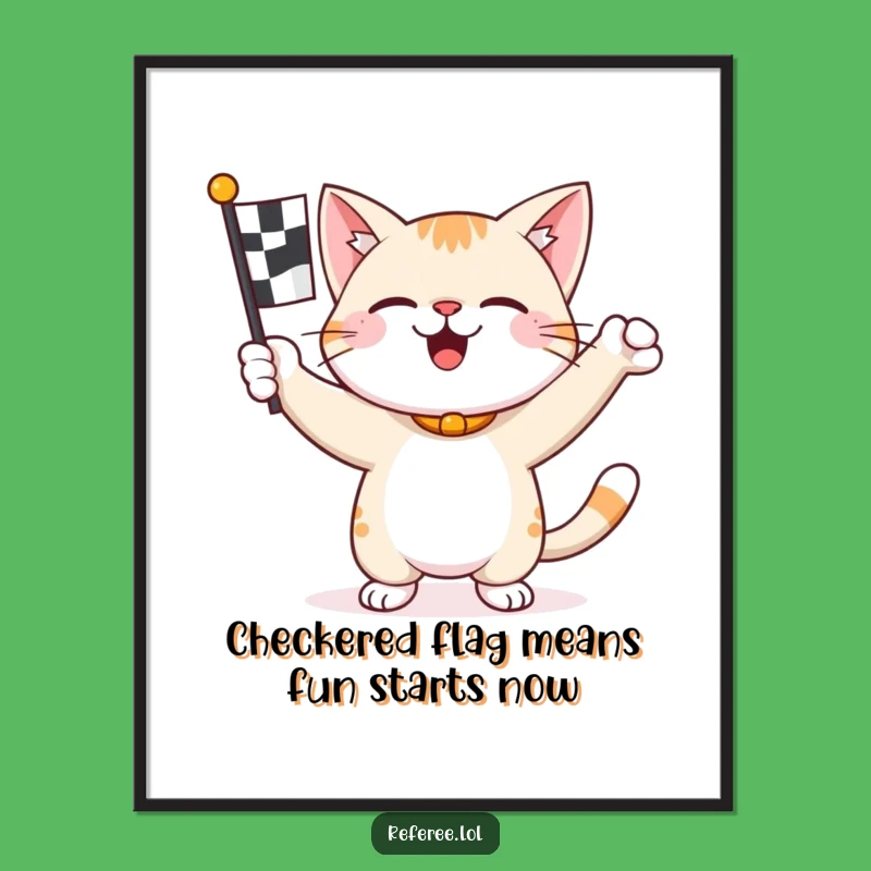 Funny Free Printable Wall Art: Champion Cat Racer - Humorous Downloadable Decor Gift