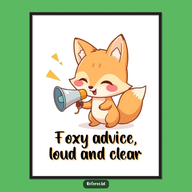 Free Printable Fox Megaphone Wall Art - Funny Office Decor Downloadable Poster