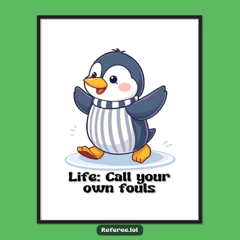 Free Printable Wall Art: Cheerful Penguin Referee Funny Downloadable Decor for Fun