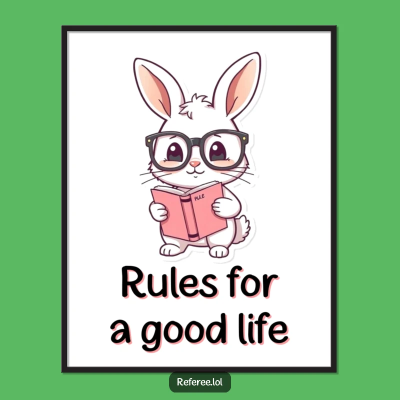Funny Free Printable Bunny Rule Book Wall Art: Scholarly Downloadable Decor