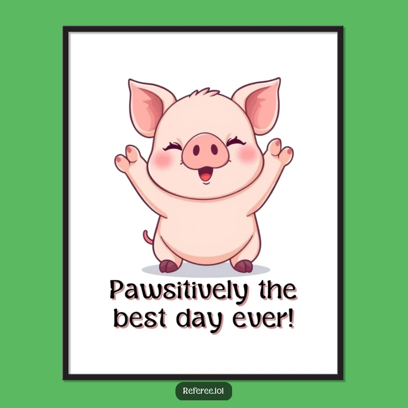 Funny Free Printable Wall Art: Piglet's Joyful Signal - Humorous Downloadable Decor Gift