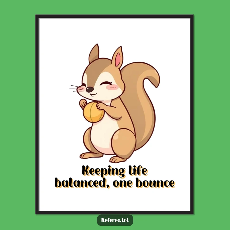 Free Printable Wall Art: Playful Squirrel Balancing Ball - Whimsical Downloadable Art for Any Room