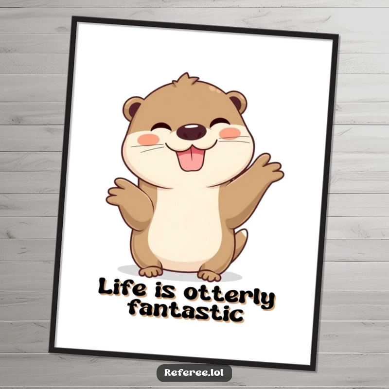 Funny Free Printable Wall Art: A cheerful otter with a massive, playful grin, inviting fun and good times.
