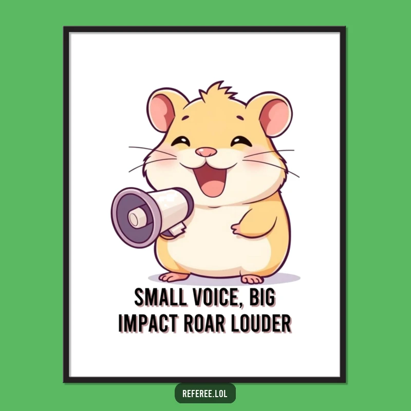 Free Printable Wall Art: Cheerful Hamster Megaphone for Whimsical Downloadable Decor