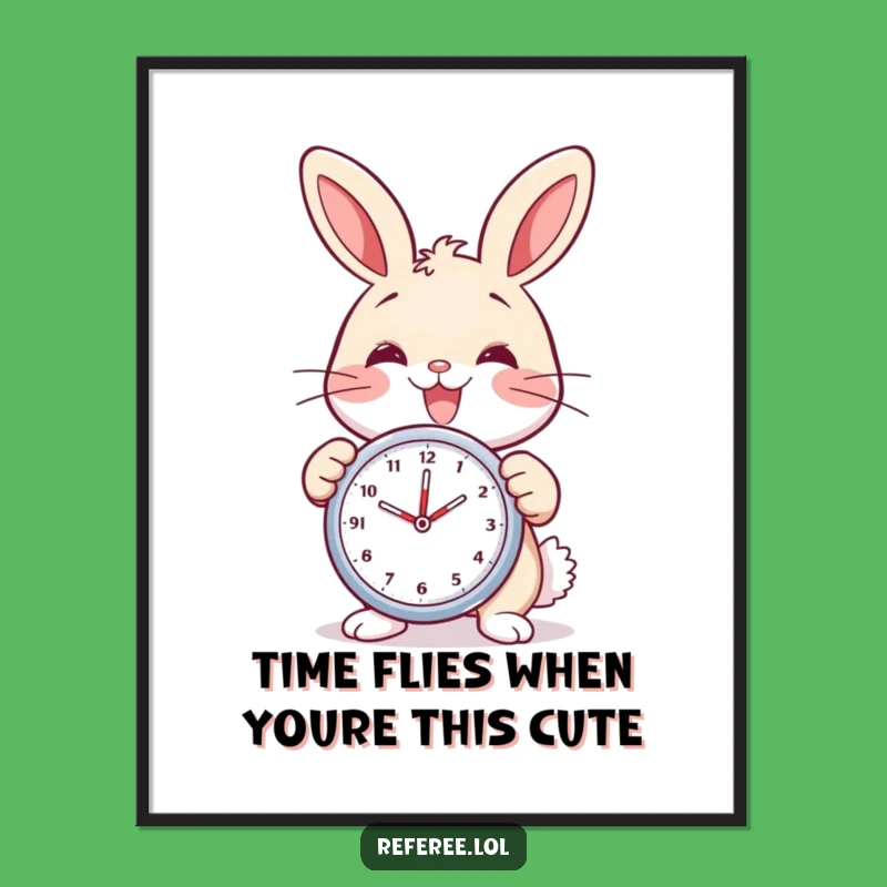 Free Printable Wall Art: Bunny with Stopwatch - Funny Downloadable Art for a Timely Smile