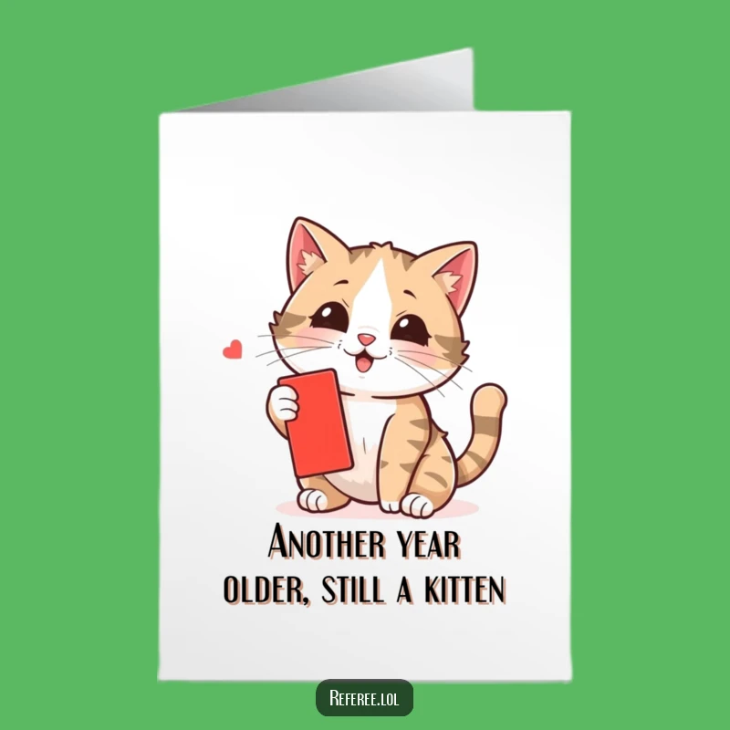 Free Printable Birthday Card: Funny Cat Swatting Red Card - Hilarious Downloadable Gift