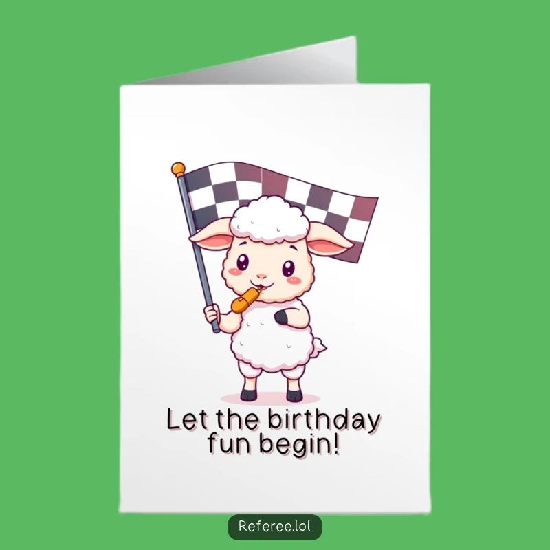 Free Printable Birthday Card: Kawaii Sheep Cheering Victory, Fun Downloadable Gift