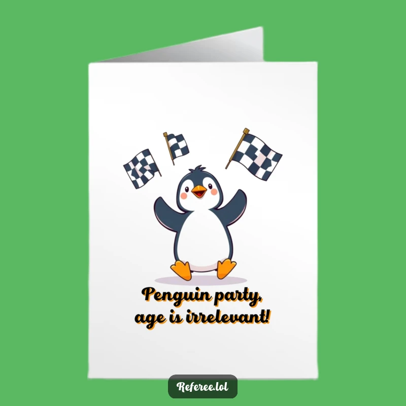 Free Printable Penguin Birthday Card: Funny Juggling Penalty Flags Downloadble Gift