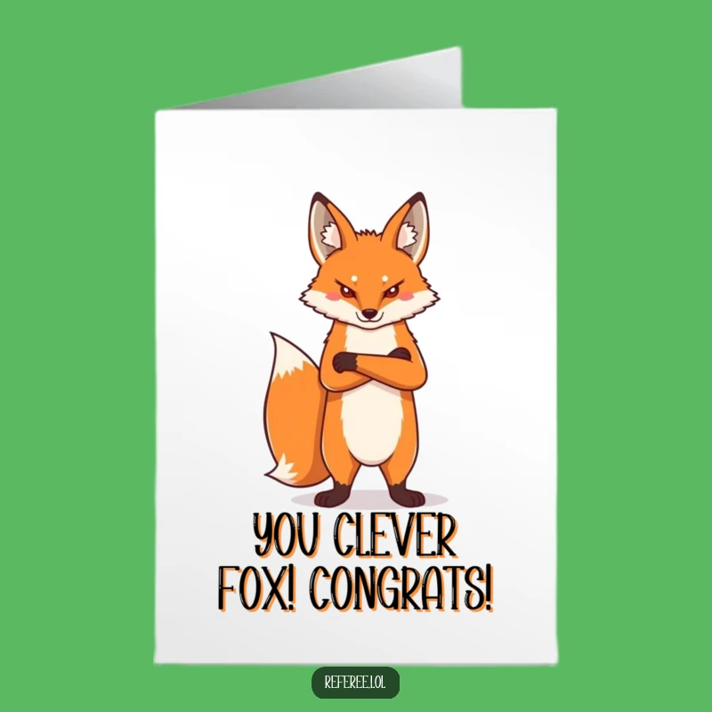 Free Printable Congrats Card: Proud Fox Stern Humorous Downloadable Gift for Achievements