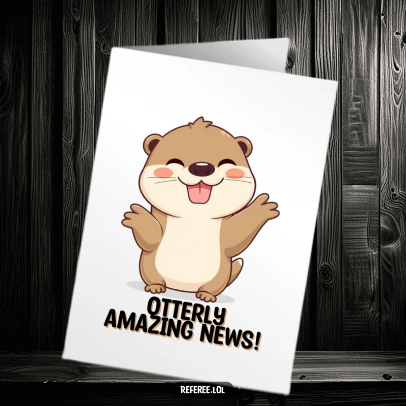 Funny Free Printable Congratulations Card: A happy otter with a wide grin signals the start of a fun celebration.