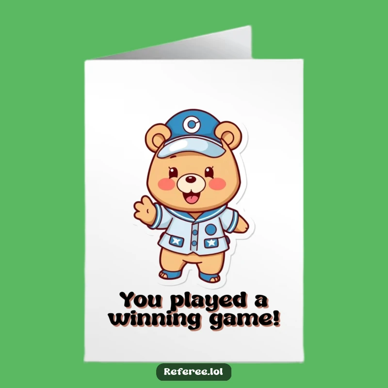 Free Printable Congrats Card: Funny Bear Coach's Victory Play - Downloadable Achievement Gift