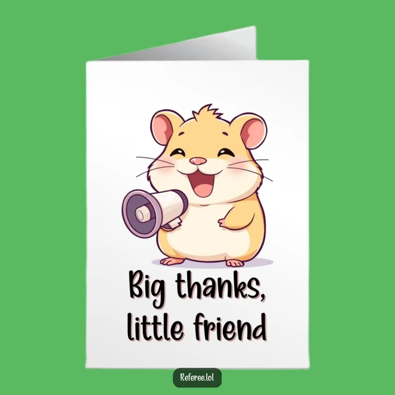 Free Printable Thank You Card: Hamster Megaphone for Enthusiastic Downloadable Gratitude