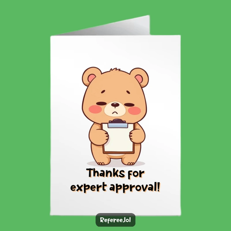 Free Printable Thank You Card: Bear Stern Gratitude, Humorous Downloadable Gift
