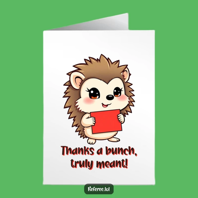 Free Printable Thank You Card: Determined Hedgehog Expresses Gratitude Downloadable Gift