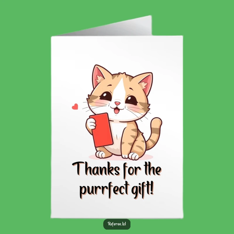 Free Printable Thank You Card: Funny Cat Swatting Red Card - Grateful Downloadable