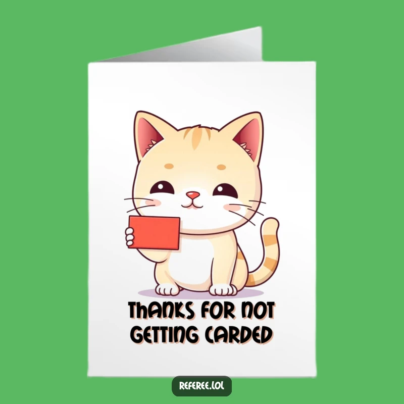 Free Printable Thank You Card: Scolding Cat 'Red Card' for a Playful Downloadable Gift