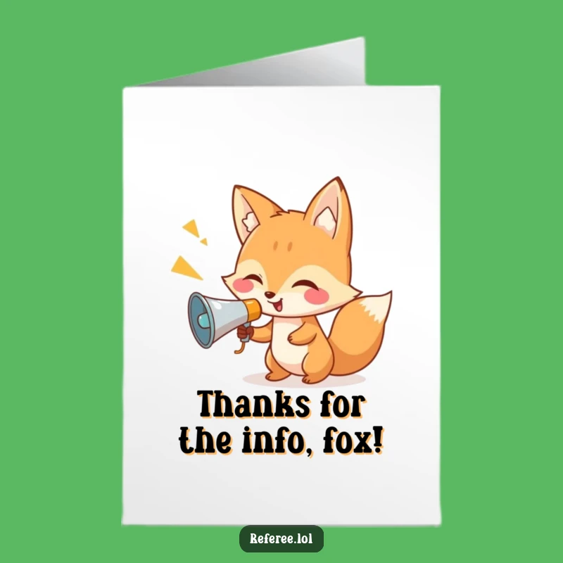 Free Printable Fox Thank You Card - Funny Megaphone Gratitude Downloadable Gift