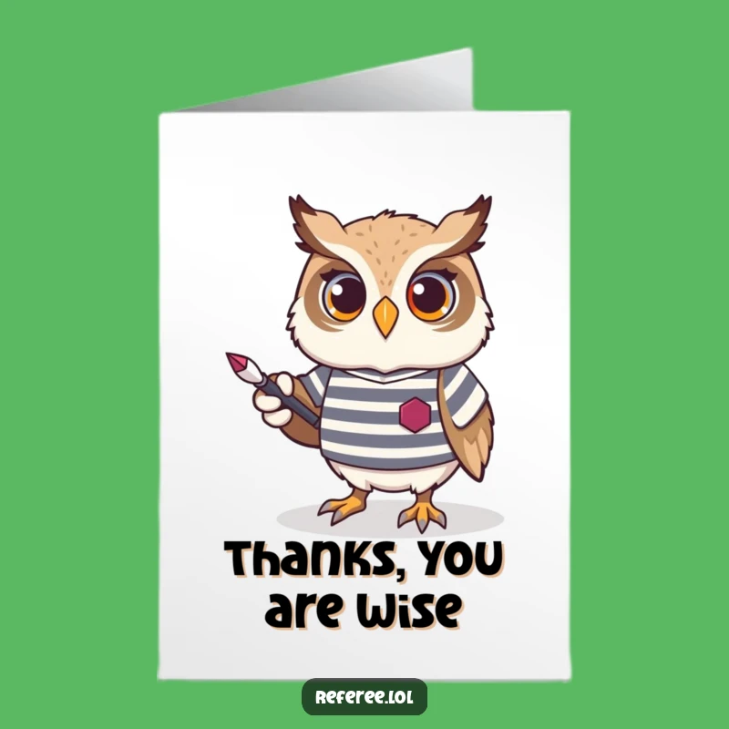 Free Printable Thank You Card: Funny Owl Pointer Expressing Gratitude with Humor