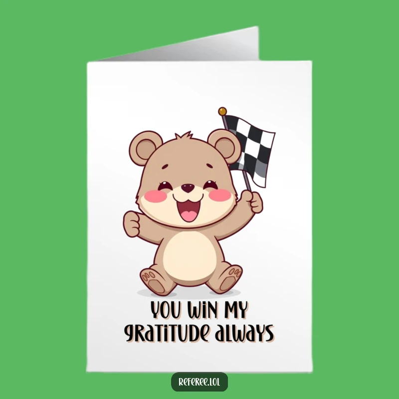 Free Printable Thank You Card: Funny Bear Cub Race Flag, Cheerful Downloadable Gift