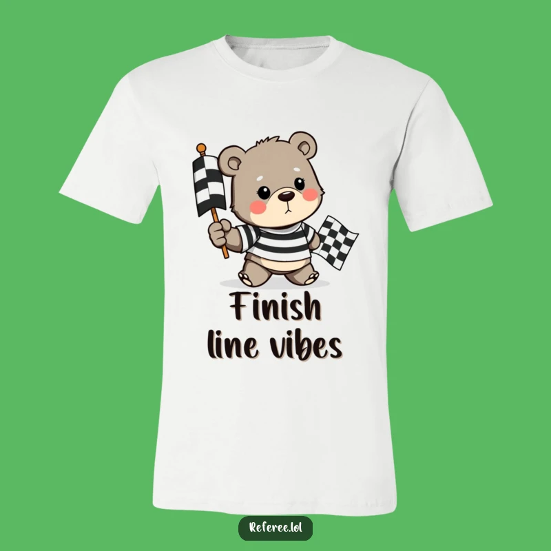 Funny Bear Race Flag T-Shirt: Victory Bear Design, Perfect Determined Gift for Speed Lovers!