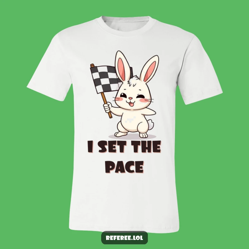 Funny Bunny Checkered Flag T-Shirt - Comical Racer Tee for Fun
