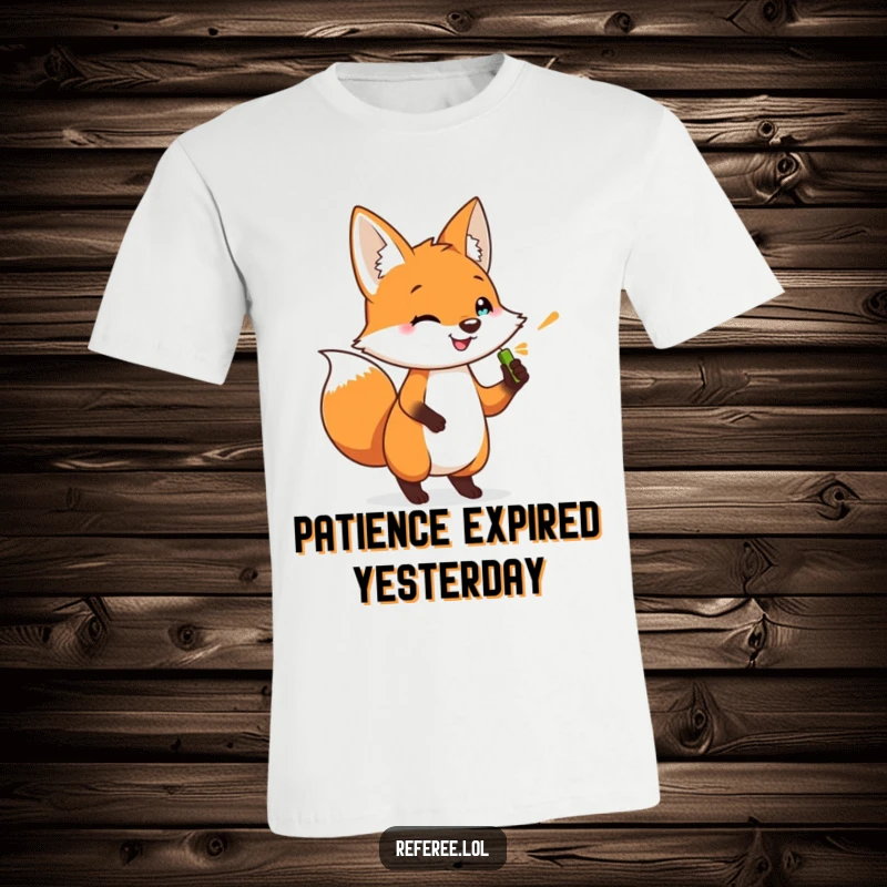 Funny t-shirt with a happy fox tapping its foot and holding a whistle. Ideal for energetic personalities.