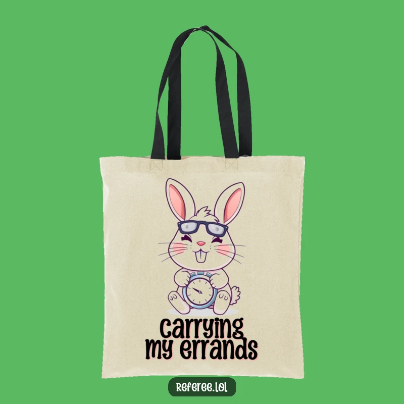 Funny Rabbit Stopwatch Tote Bag - Energetic Carry-All, Determined Style Gift