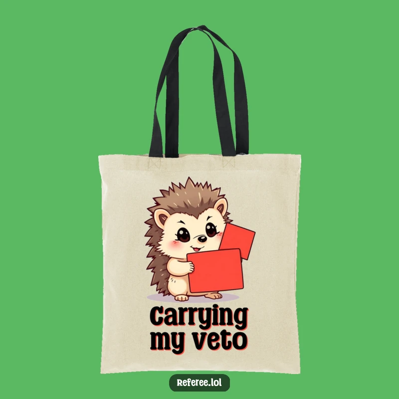 Funny Determined Hedgehog Card Tote Bag - Carry Your Goals with Humor